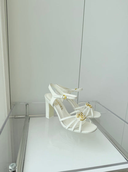 HIGH HEEL SANDALS 85 MM IN WHITE LAMBSKIN