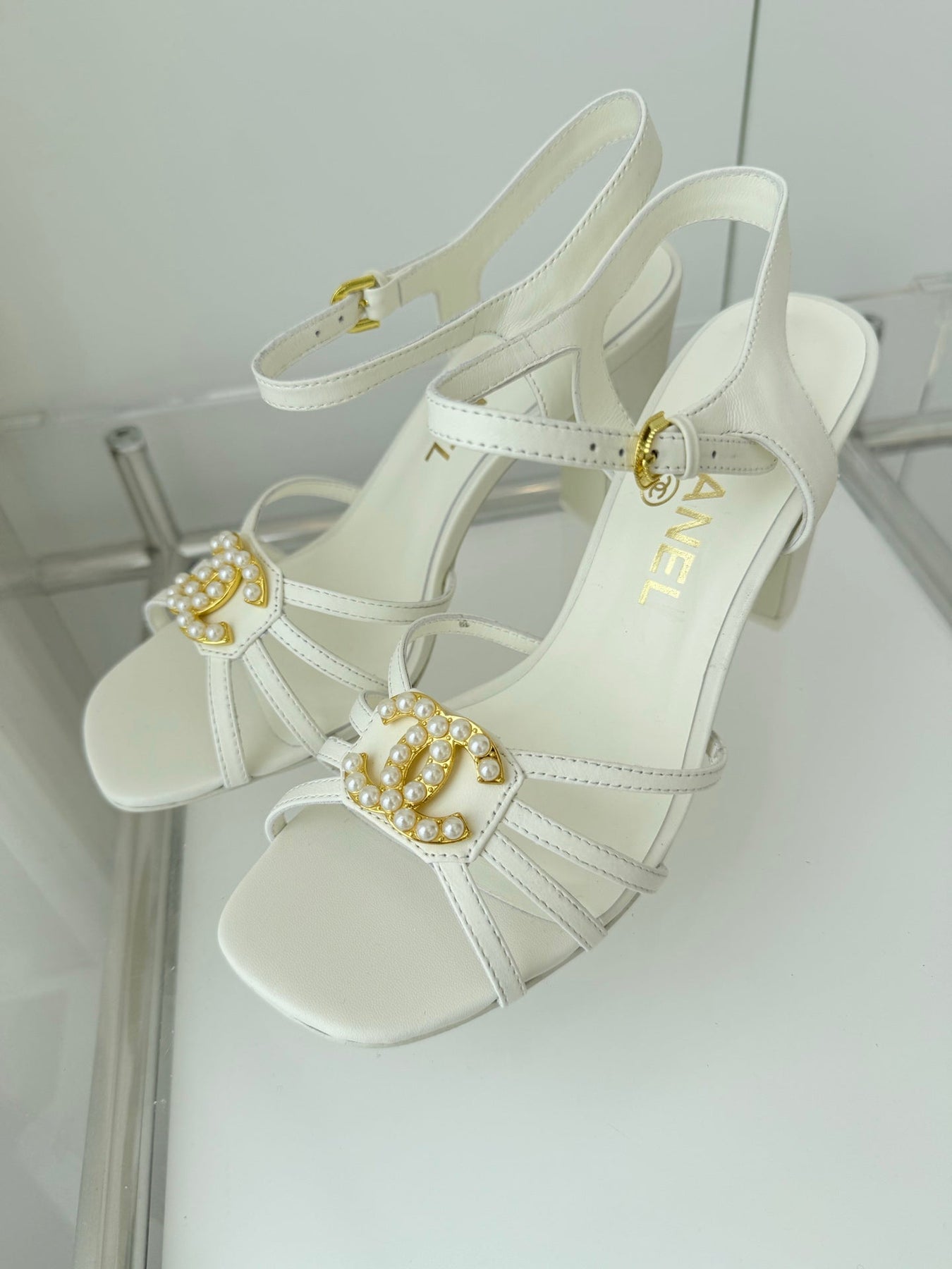 HIGH HEEL SANDALS 85 MM IN WHITE LAMBSKIN