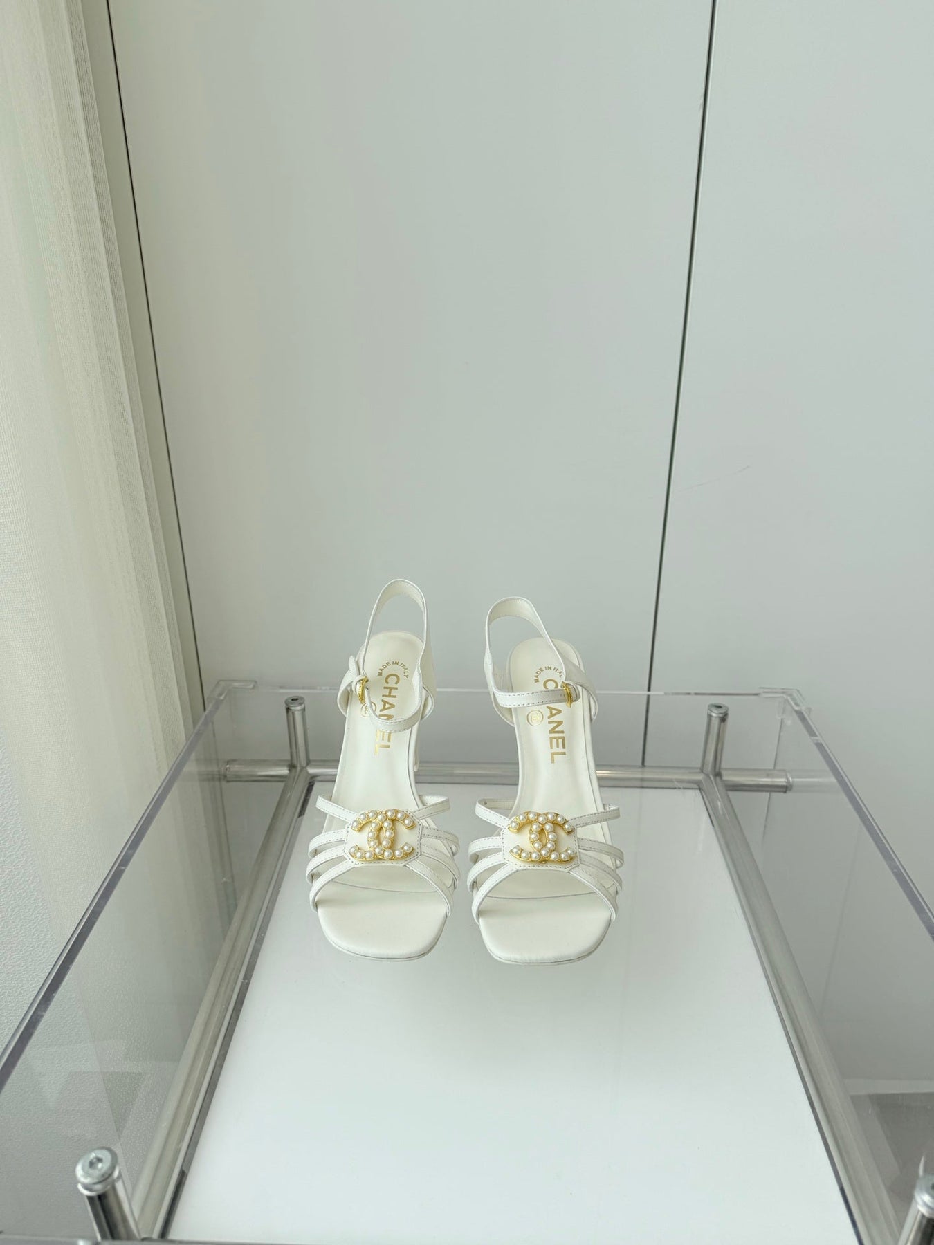 HIGH HEEL SANDALS 85 MM IN WHITE LAMBSKIN