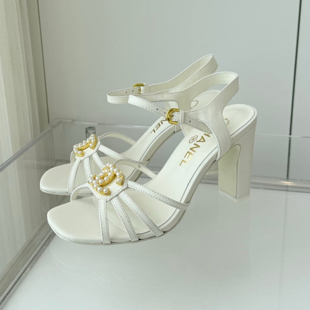 HIGH HEEL SANDALS 85 MM IN WHITE LAMBSKIN