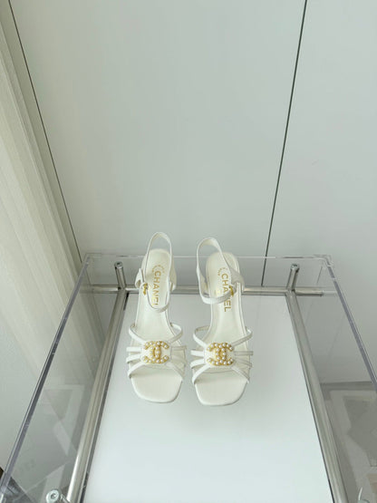 HIGH HEEL SANDALS 85 MM IN WHITE LAMBSKIN