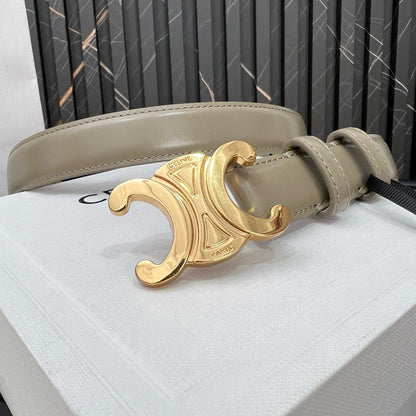 CL TRIOMPHE 25 MM BELT IN OLIVE GREEN CALFSKIN GOLD HARDWARE