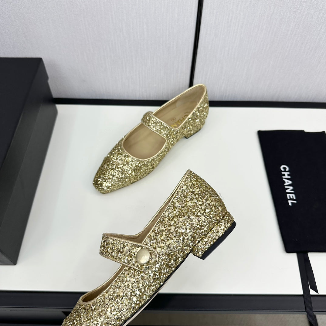 MARY JANE GLITTER GOLDEN CALFSKIN