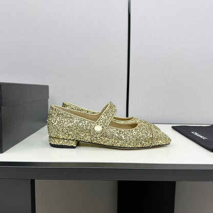 MARY JANE GLITTER GOLDEN CALFSKIN