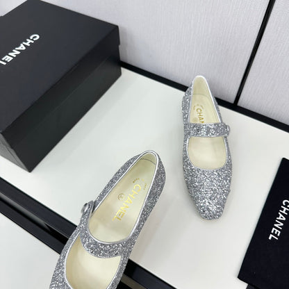 MARY JANE GLITTER SILVER CALFSKIN