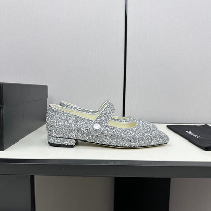 MARY JANE GLITTER SILVER CALFSKIN