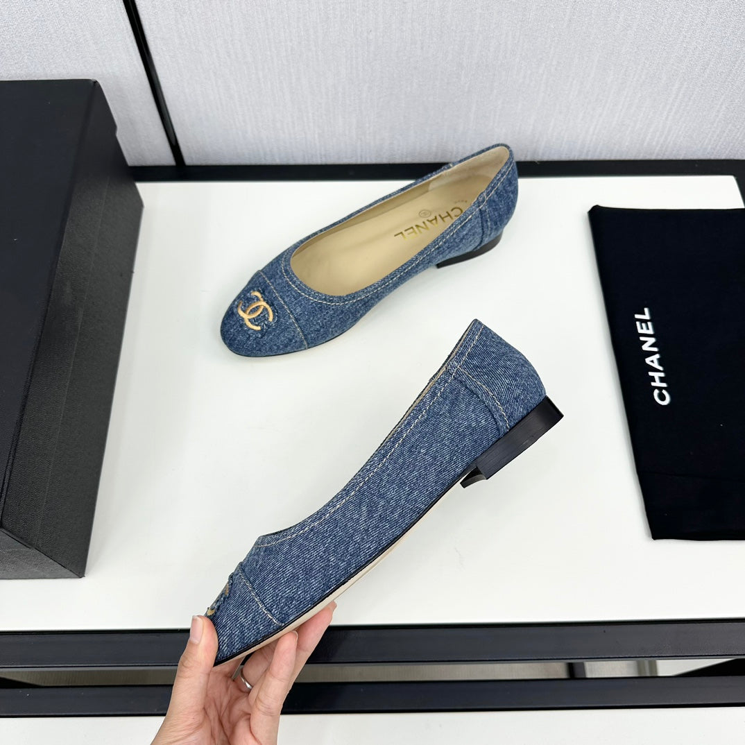 cc ballet flat blue denim 166815
