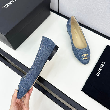 cc ballet flat blue denim 166815
