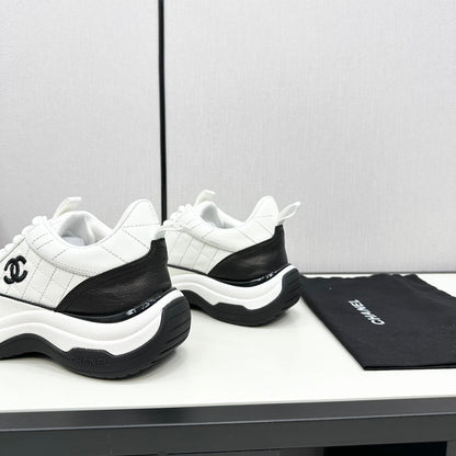 CC SNEAKER IN WHITE MIX BLACK EMBROIDERED LAMBSKIN