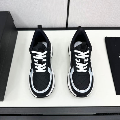 CC SNEAKER IN BLACK MIX WHITE EMBROIDERED LAMBSKIN
