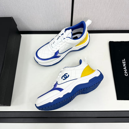 CC SNEAKER IN WHITE MIX COBALT BLUE EMBROIDERED LAMBSKIN