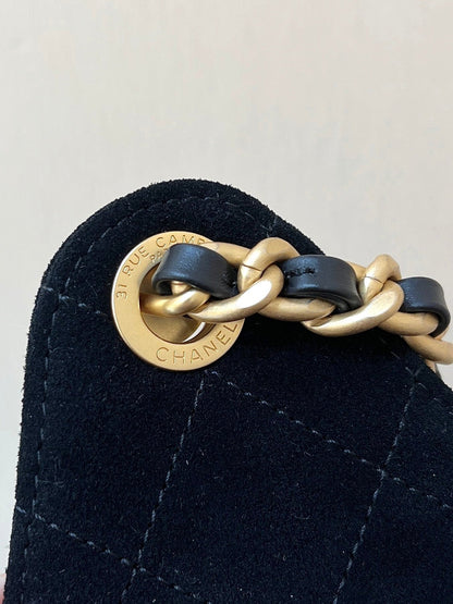 CC 25 HANDBAG 30 IN BLACK SUEDE GOLD HARDWARE