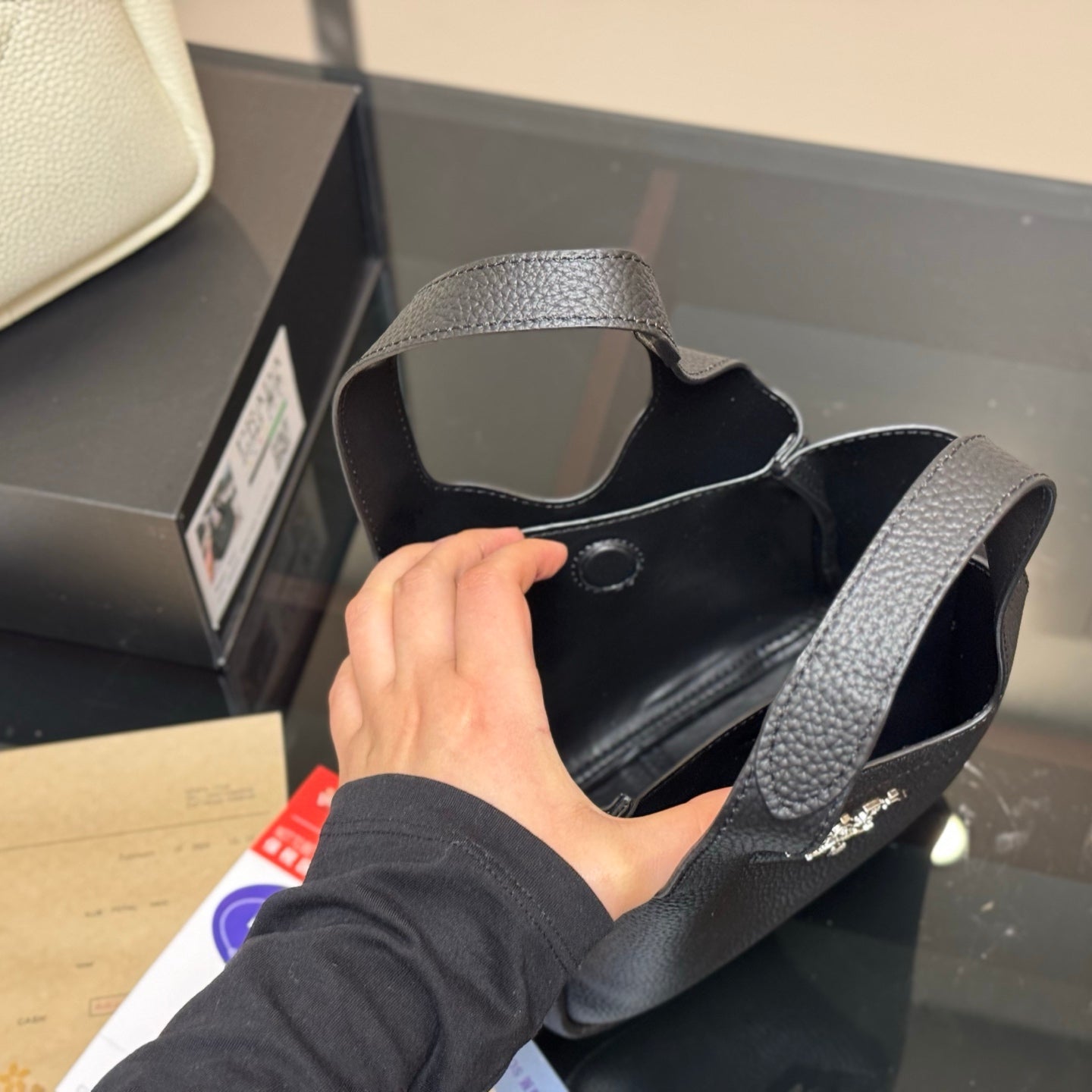 MINI HANDBAG 18 IN BLACK SHINY CALFSKIN