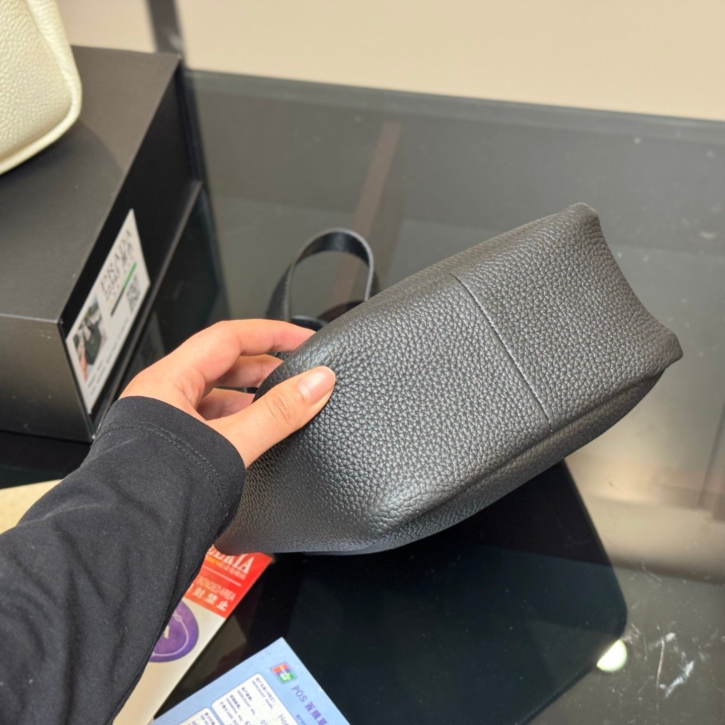 MINI HANDBAG 18 IN BLACK SHINY CALFSKIN