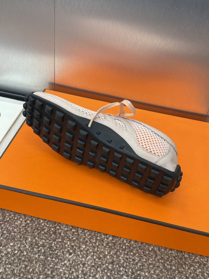 KIGA SNEAKER IN LIGHT PINK CROCHET KNIT AND CALFSKIN