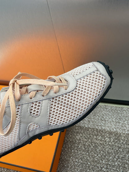 KIGA SNEAKER IN LIGHT PINK CROCHET KNIT AND CALFSKIN