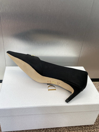 MY DD 25S HIGH HEEL 55MM IN BLACK FABRIC GOLD LOGO