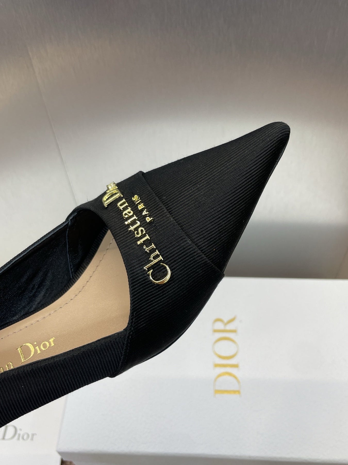 MY DD 25S HIGH HEEL 55MM IN BLACK FABRIC GOLD LOGO