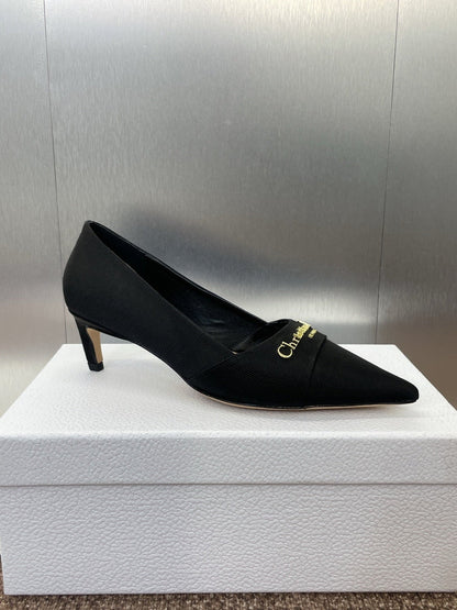 MY DD 25S HIGH HEEL 55MM IN BLACK FABRIC GOLD LOGO