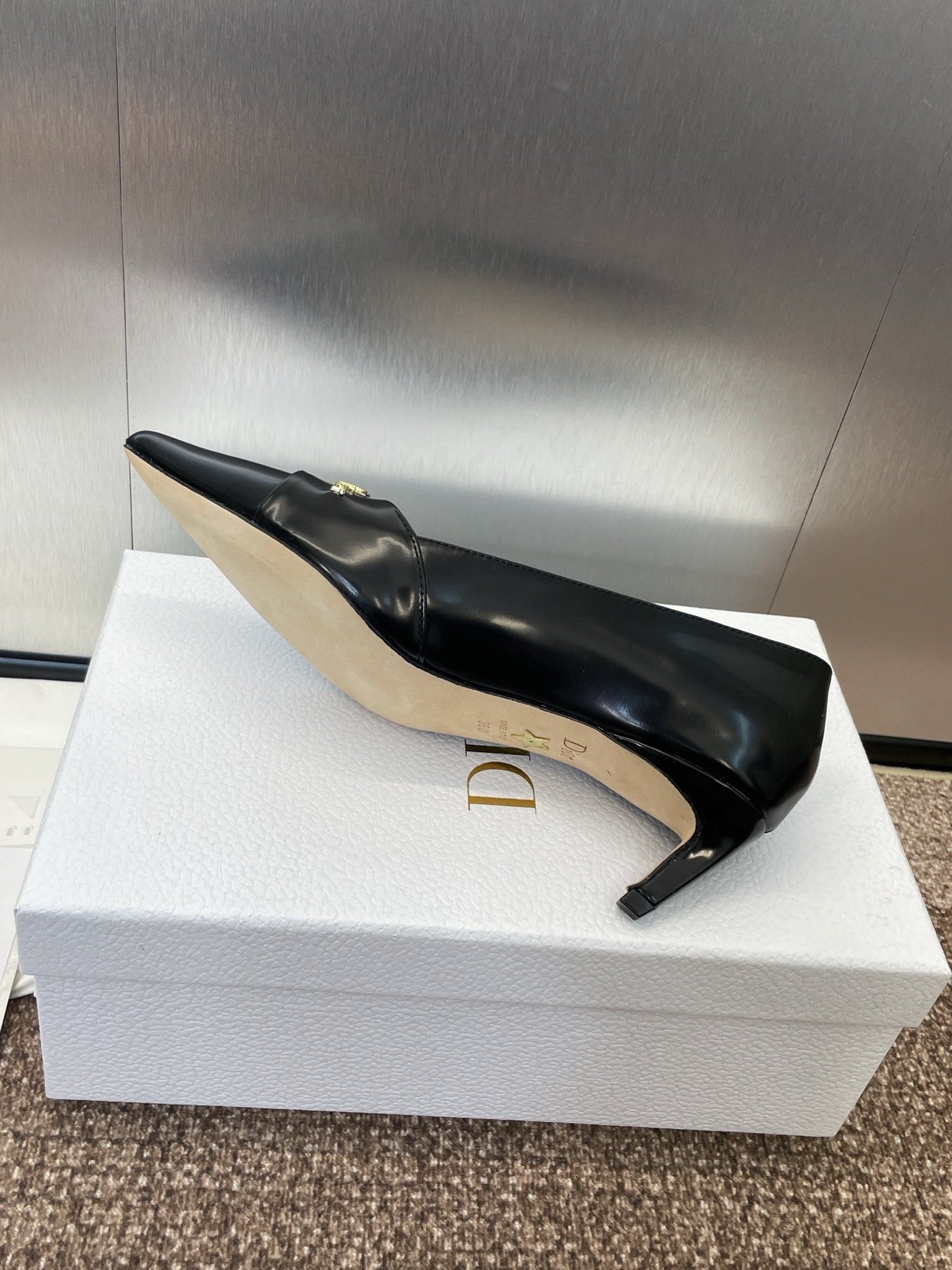 MY DD 25S HIGH HEEL 55MM IN BLACK LAMBSKIN GOLD LOGO