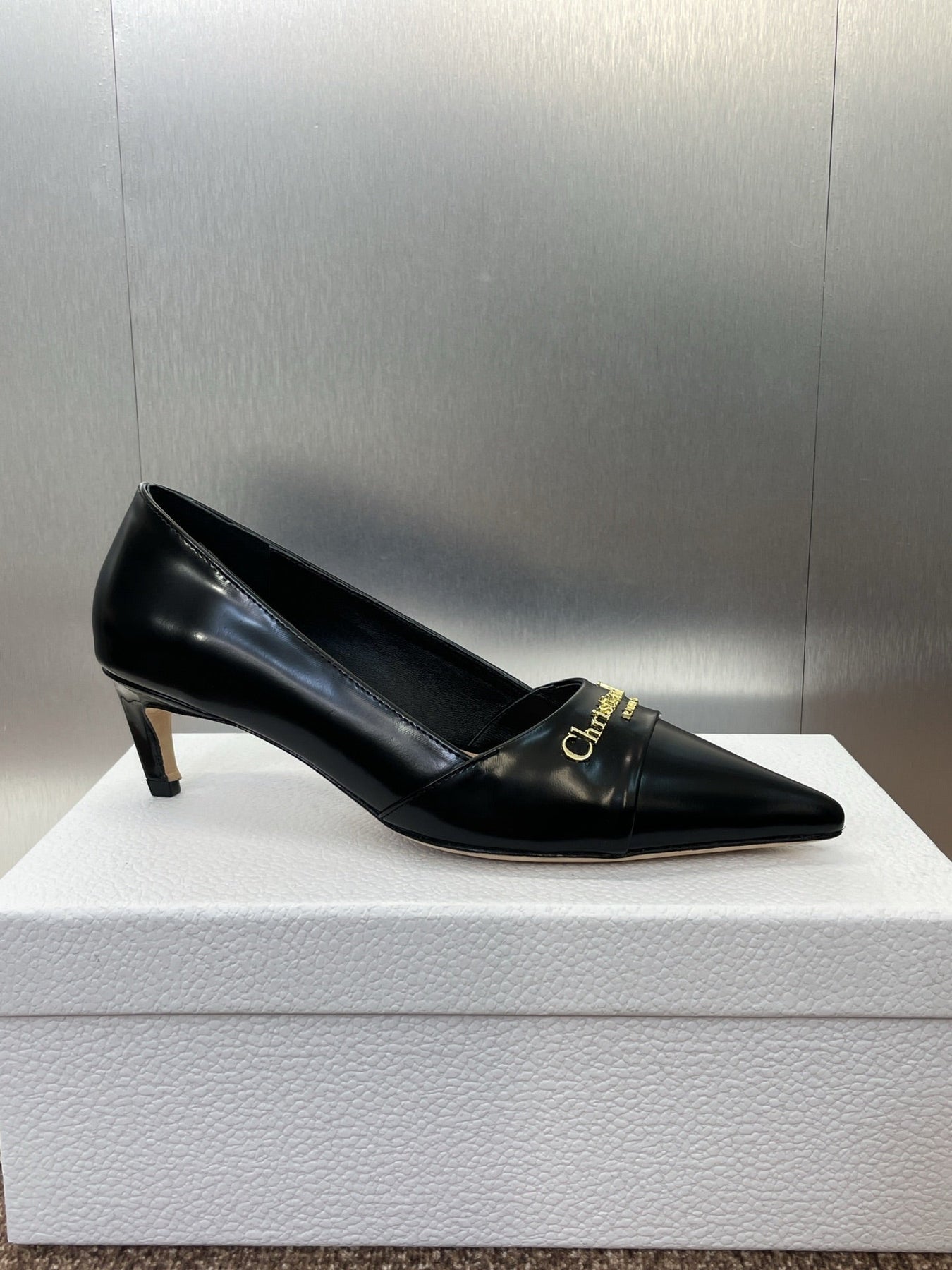 MY DD 25S HIGH HEEL 55MM IN BLACK LAMBSKIN GOLD LOGO