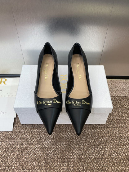 MY DD 25S HIGH HEEL 55MM IN BLACK CALFSKIN GOLD LOGO