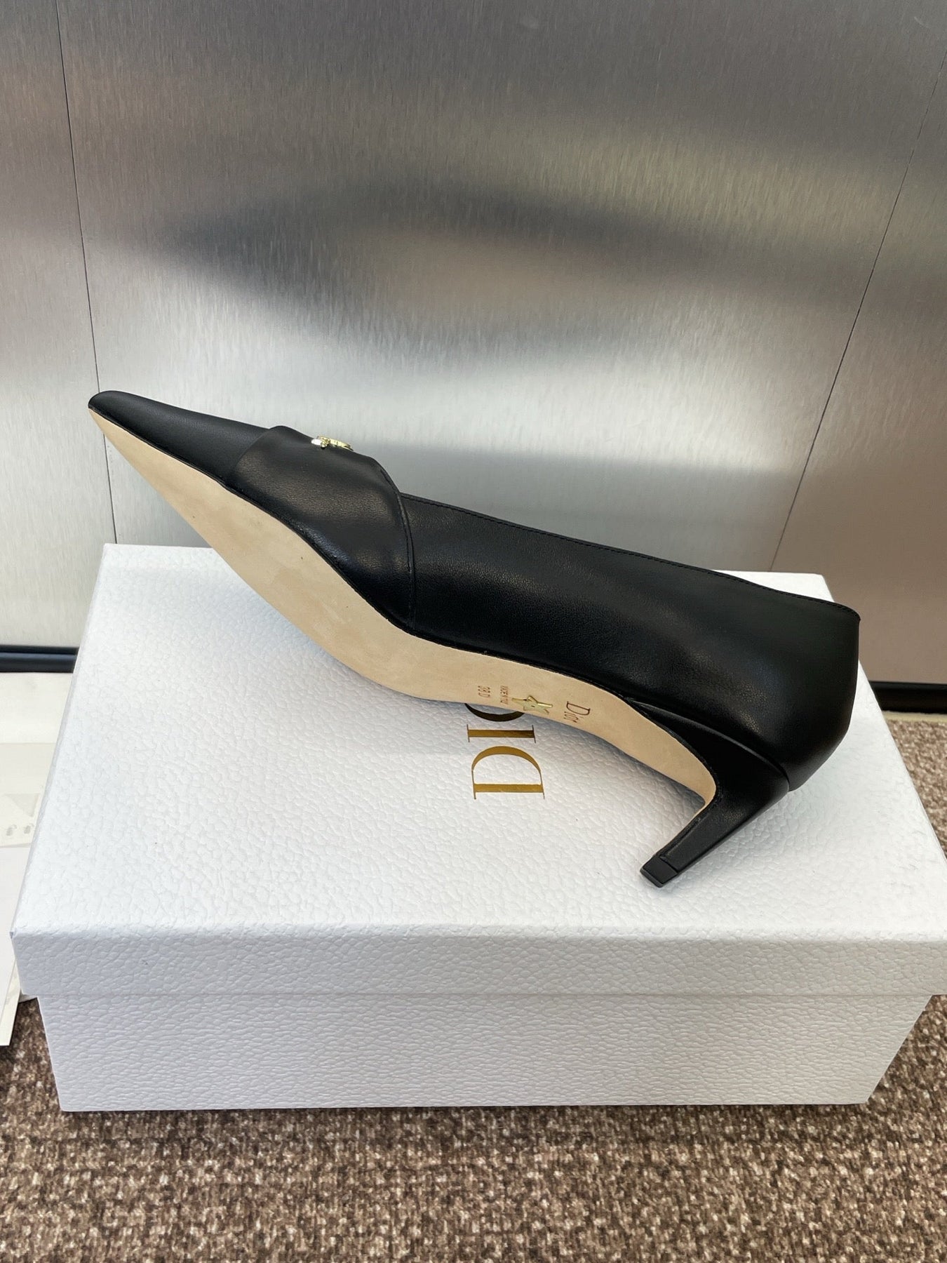 MY DD 25S HIGH HEEL 55MM IN BLACK CALFSKIN GOLD LOGO