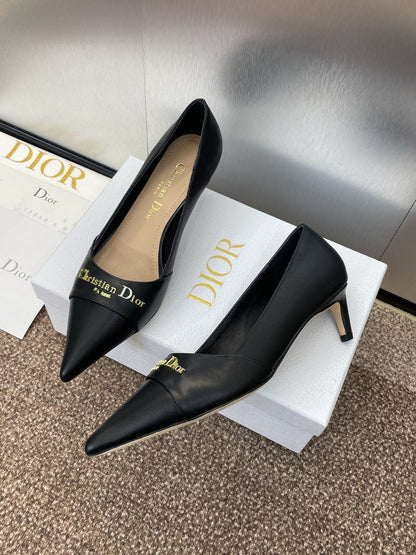 MY DD 25S HIGH HEEL 55MM IN BLACK CALFSKIN GOLD LOGO