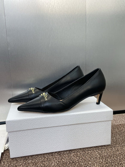 MY DD 25S HIGH HEEL 55MM IN BLACK CALFSKIN GOLD LOGO