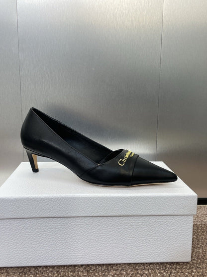 MY DD 25S HIGH HEEL 55MM IN BLACK CALFSKIN GOLD LOGO