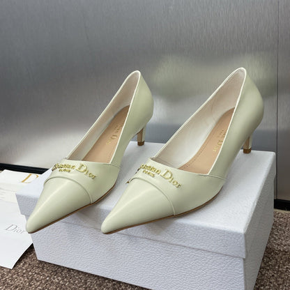 MY DD 25S HIGH HEEL 55MM IN WHITE CALFSKIN GOLD LOGO