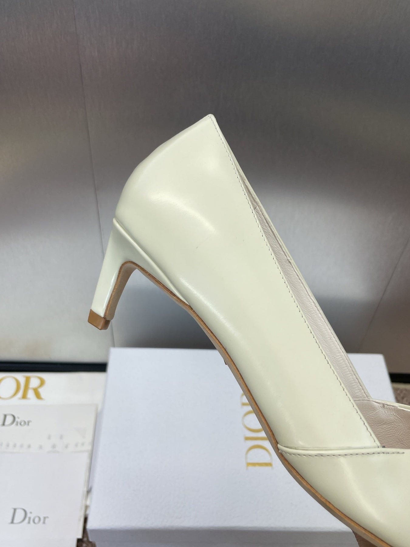 MY DD 25S HIGH HEEL 55MM IN WHITE CALFSKIN GOLD LOGO