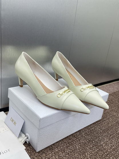 MY DD 25S HIGH HEEL 55MM IN WHITE CALFSKIN GOLD LOGO