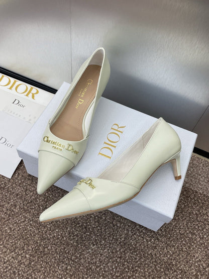 MY DD 25S HIGH HEEL 55MM IN WHITE CALFSKIN GOLD LOGO