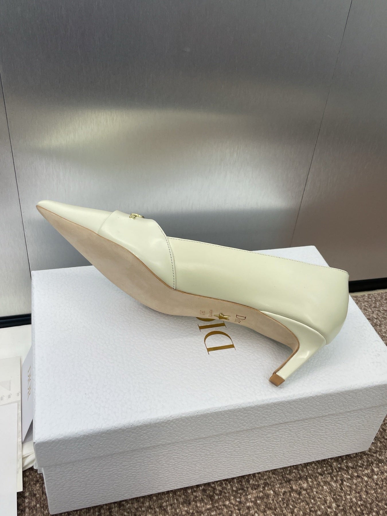 MY DD 25S HIGH HEEL 55MM IN WHITE CALFSKIN GOLD LOGO