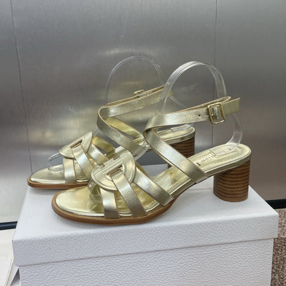 D-CLUB HIGH HEEL SLIDE 25S 55MM IN GOLD GLOSSY CALFSKIN