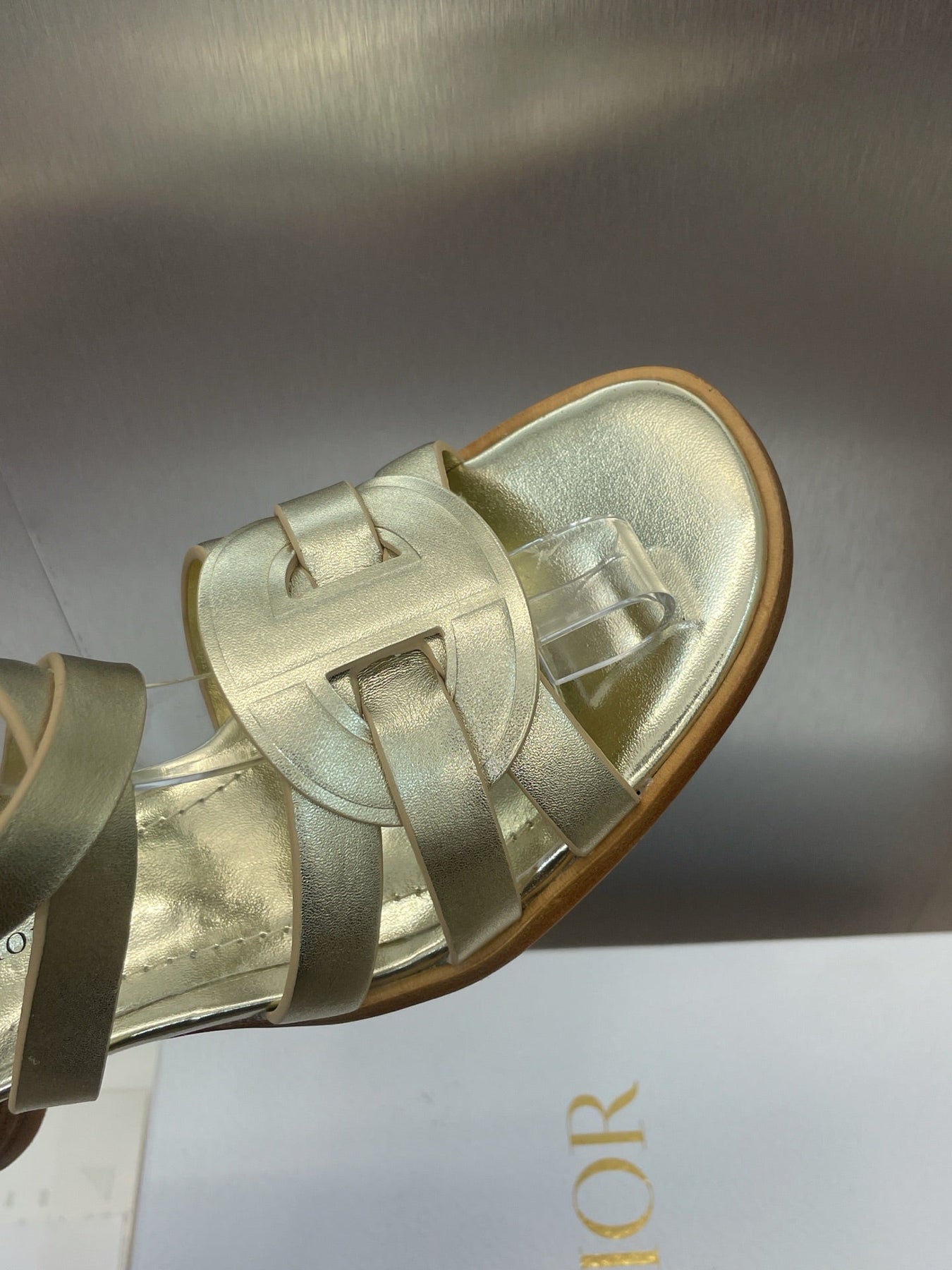 D-CLUB HIGH HEEL SLIDE 25S 55MM IN GOLD GLOSSY CALFSKIN