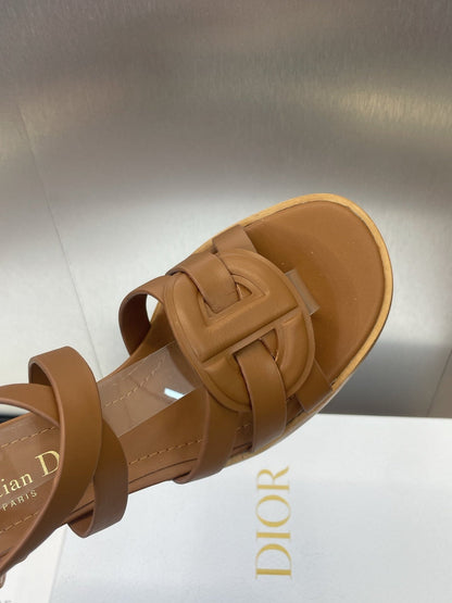 D-CLUB HIGH HEEL SLIDE 25S 55MM IN BROWN CALFSKIN