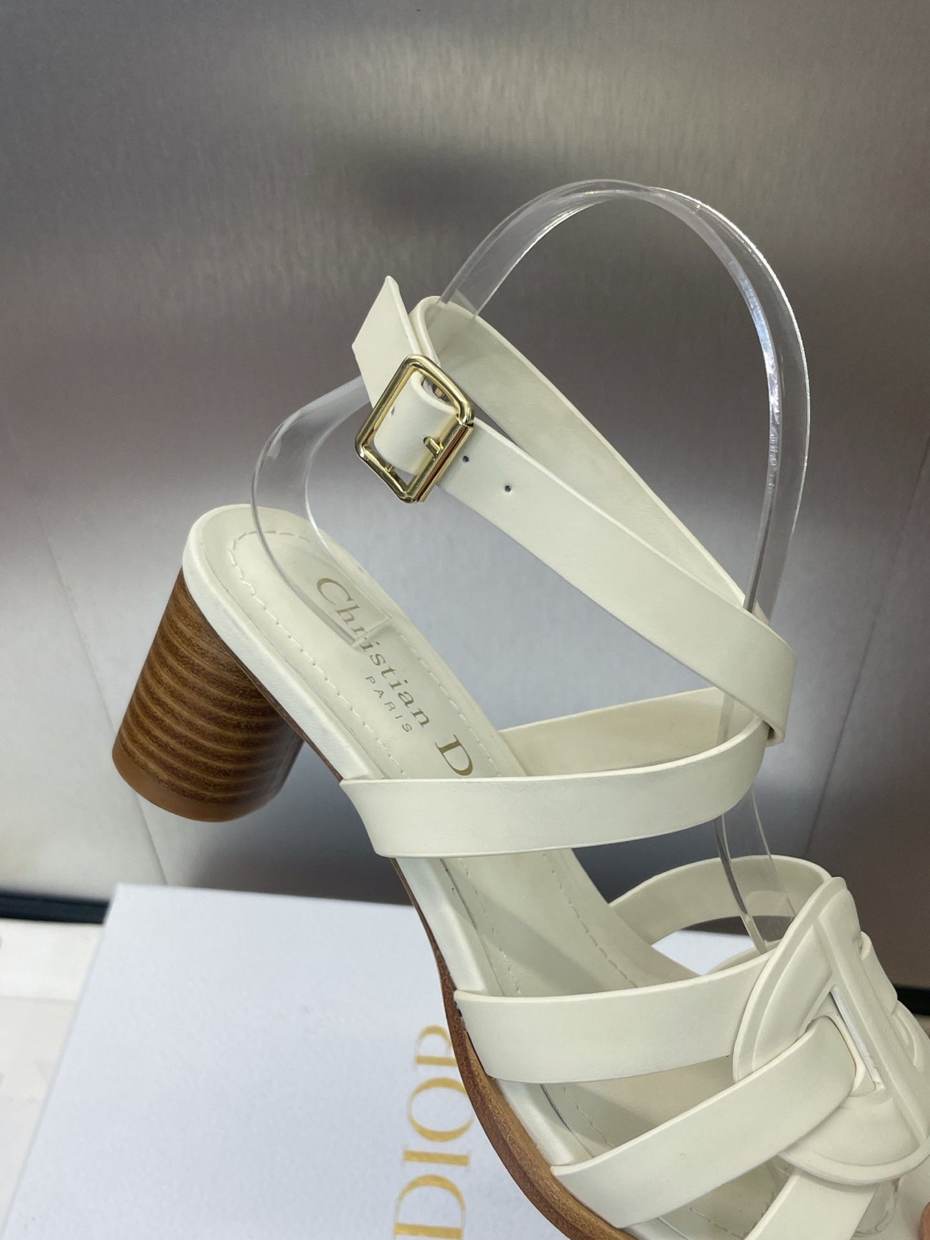 D-CLUB HIGH HEEL SLIDE 25S 55MM IN WHITE CALFSKIN