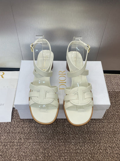 D-CLUB HIGH HEEL SLIDE 25S 55MM IN WHITE CALFSKIN