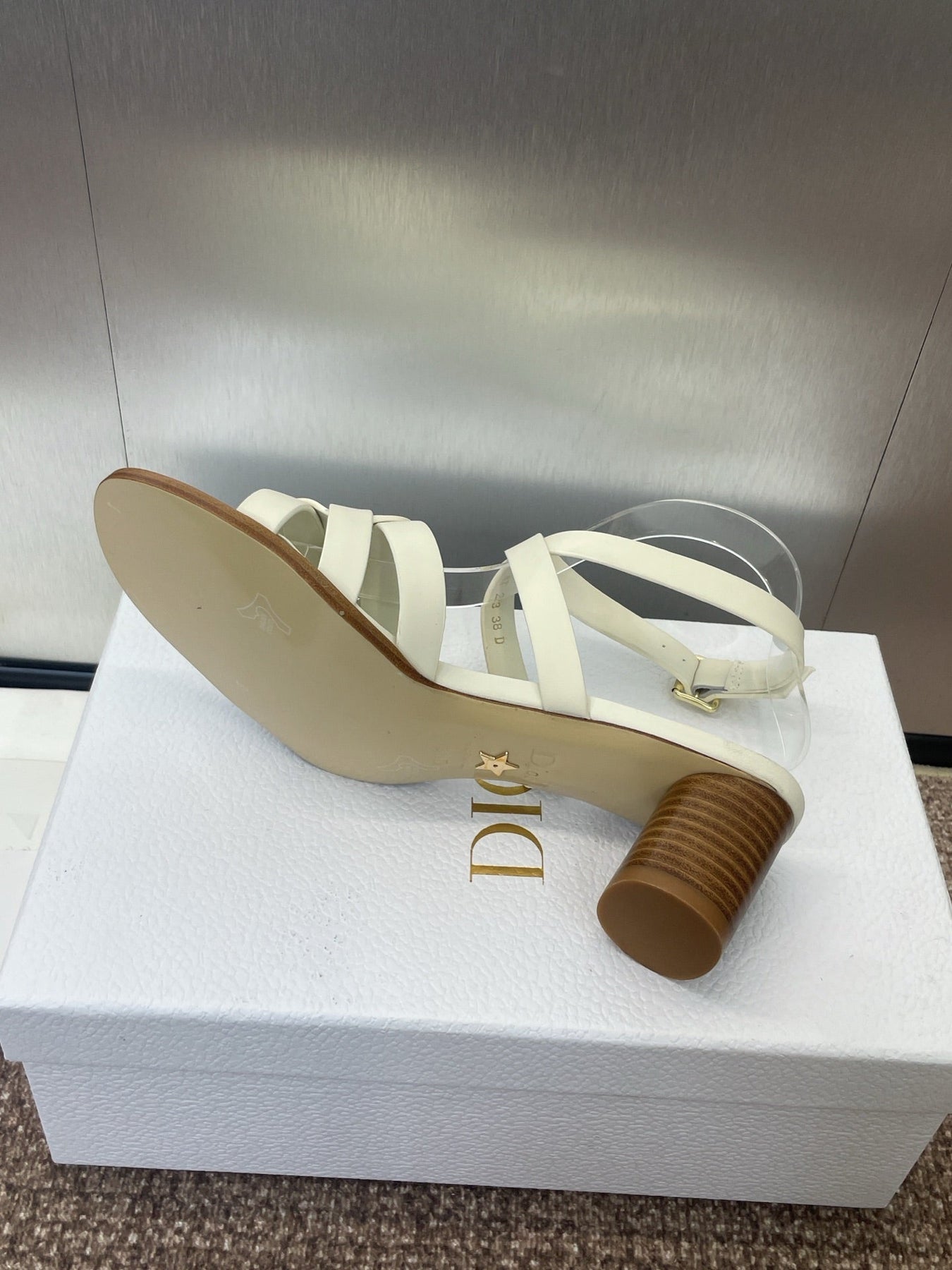 D-CLUB HIGH HEEL SLIDE 25S 55MM IN WHITE CALFSKIN