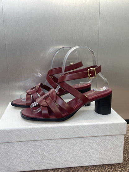 D-CLUB HIGH HEEL SLIDE 25S 55MM IN BURGUNDY RED CALFSKIN