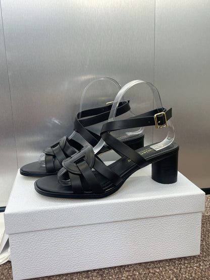 D-CLUB HIGH HEEL SLIDE 25S 55MM IN BLACK CALFSKIN