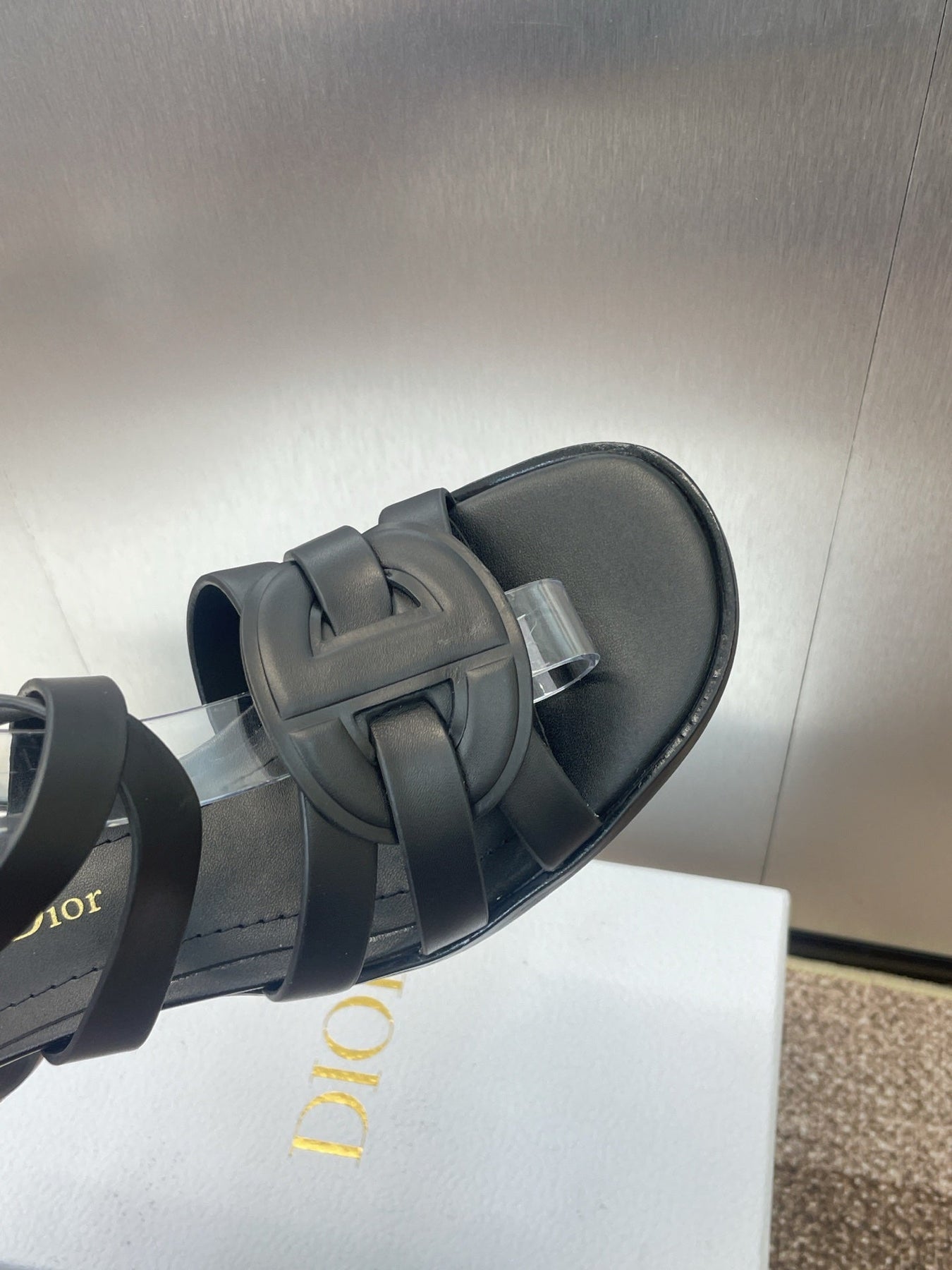 D-CLUB HIGH HEEL SLIDE 25S 55MM IN BLACK CALFSKIN