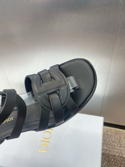 D-CLUB HIGH HEEL SLIDE 25S 55MM IN BLACK CALFSKIN