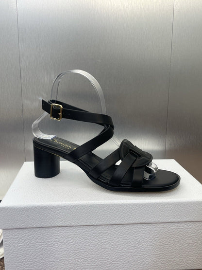 D-CLUB HIGH HEEL SLIDE 25S 55MM IN BLACK CALFSKIN