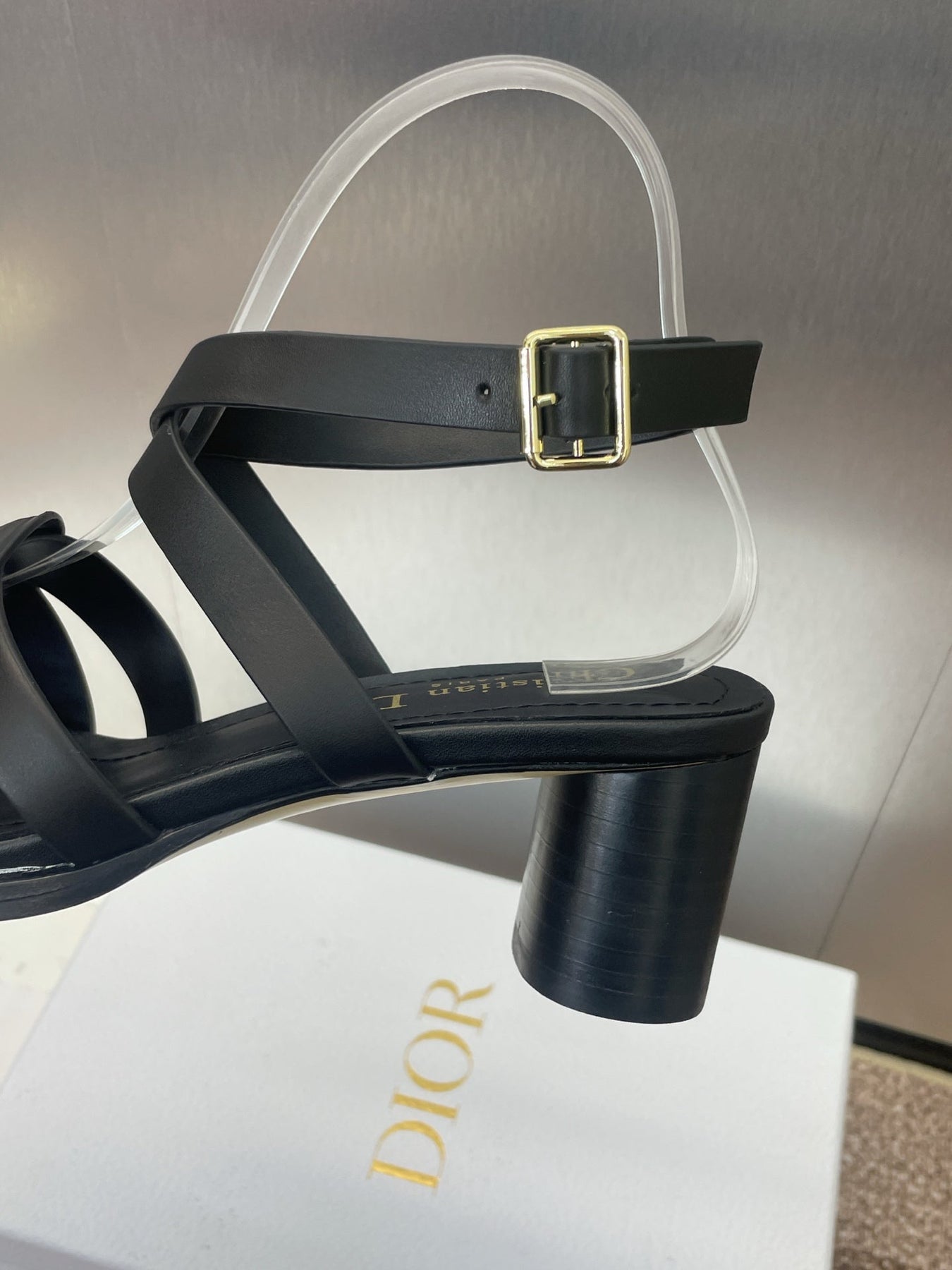 D-CLUB HIGH HEEL SLIDE 25S 55MM IN BLACK CALFSKIN