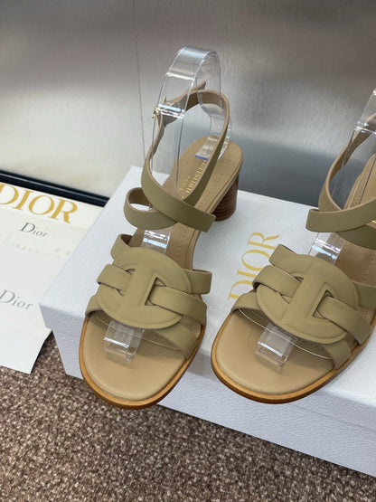 D-CLUB HIGH HEEL SLIDE 25S 55MM IN GOLDEN BEIGE CALFSKIN