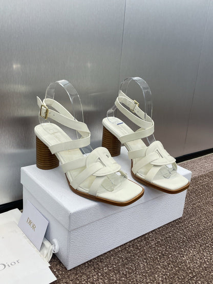 D-CLUB HIGH HEEL SLIDE 25S 80MM IN WHITE CALFSKIN