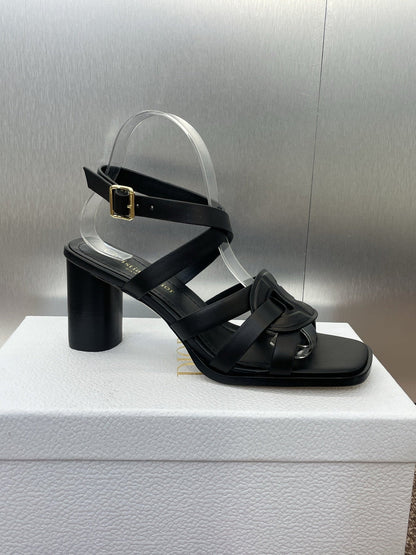 D-CLUB HIGH HEEL SLIDE 25S 80MM IN BLACK CALFSKIN